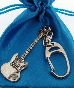 Electric Guitar (SG) Keyring - high quality pewter gifts from Pageant Pewter