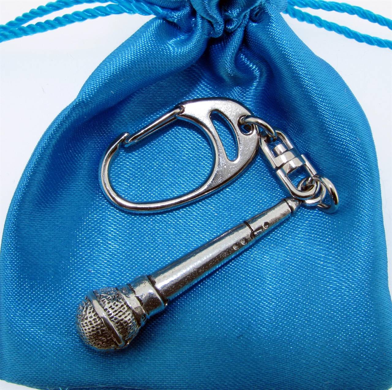 Microphone Keyring high quality pewter gifts from Pageant Pewter