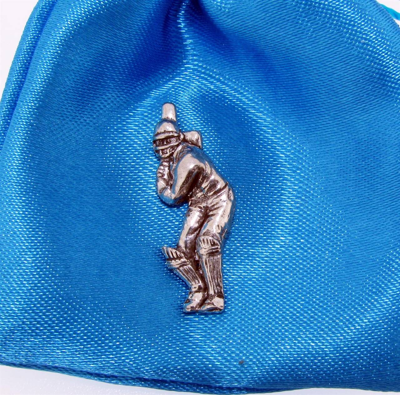 Cricketer Pin Badge - high quality pewter gifts from Pageant Pewter
