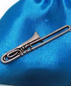 Trombone Pin Badge - high quality pewter gifts from Pageant Pewter
