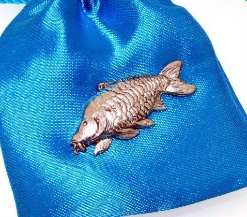 Mirror Carp Pin Badge - high quality pewter gifts from Pageant Pewter