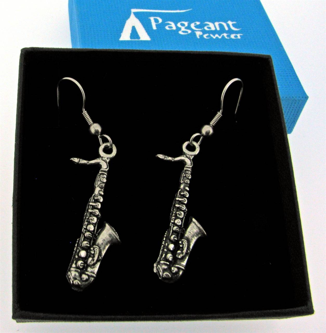 Saxophone Earrings high quality pewter gifts from Pageant Pewter