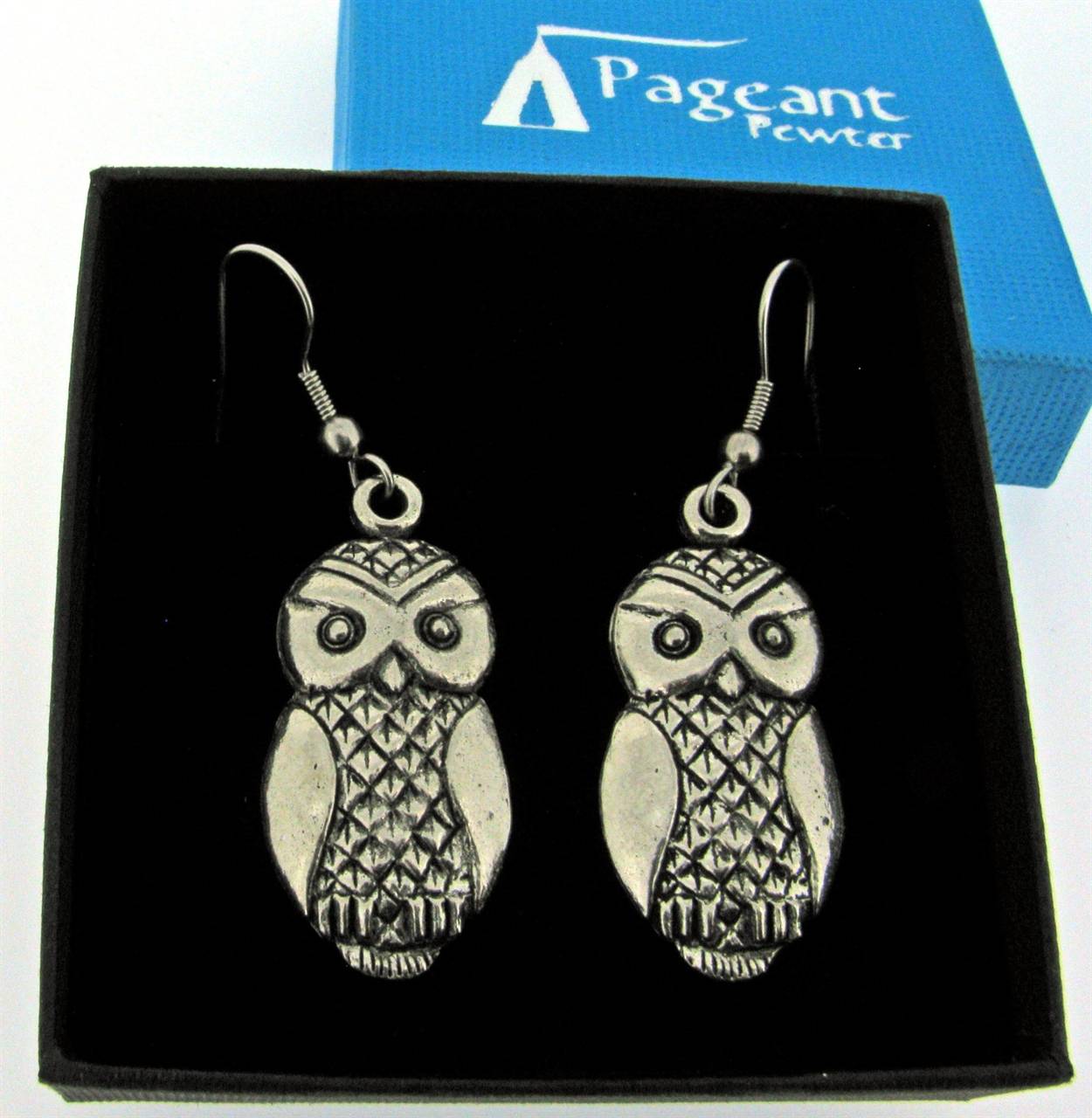 Owl Earrings high quality pewter gifts from Pageant Pewter