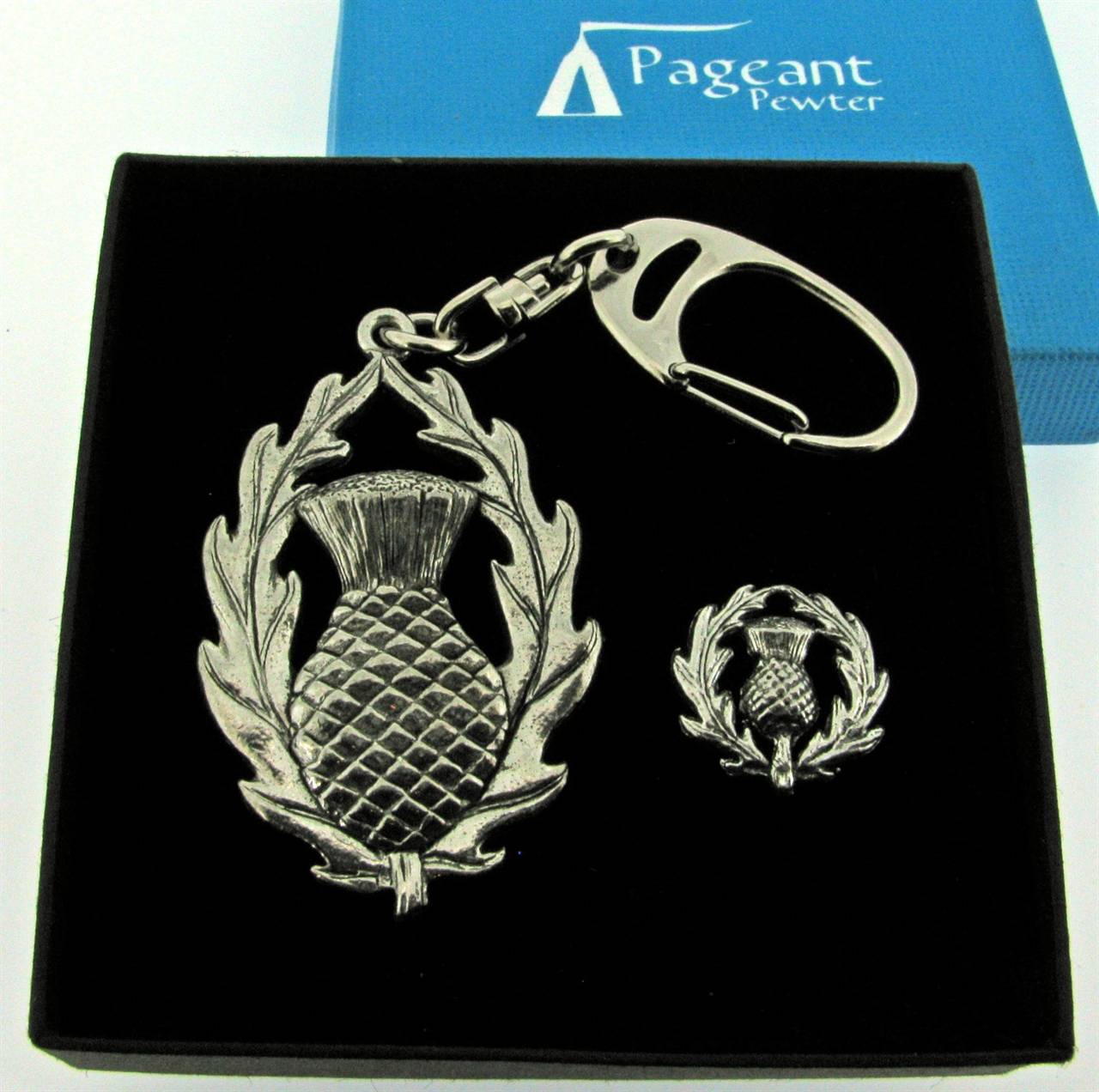Thistle Keyring Gift Set - high quality pewter gifts from Pageant Pewter