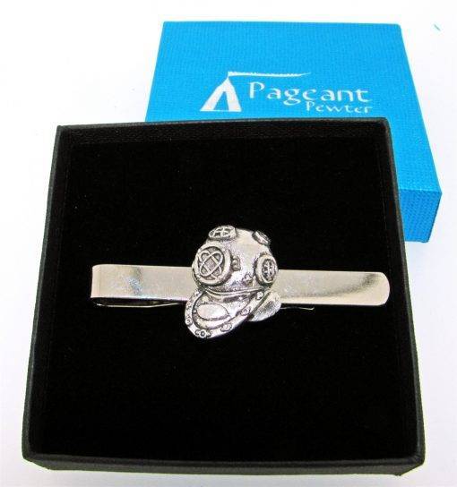 Diving Helmet Tie Clip - high quality pewter gifts from Pageant Pewter