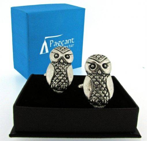 Owl Cufflinks - high quality pewter gifts from Pageant Pewter