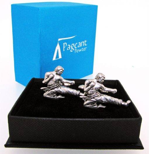 Karate Cufflinks - high quality pewter gifts from Pageant Pewter