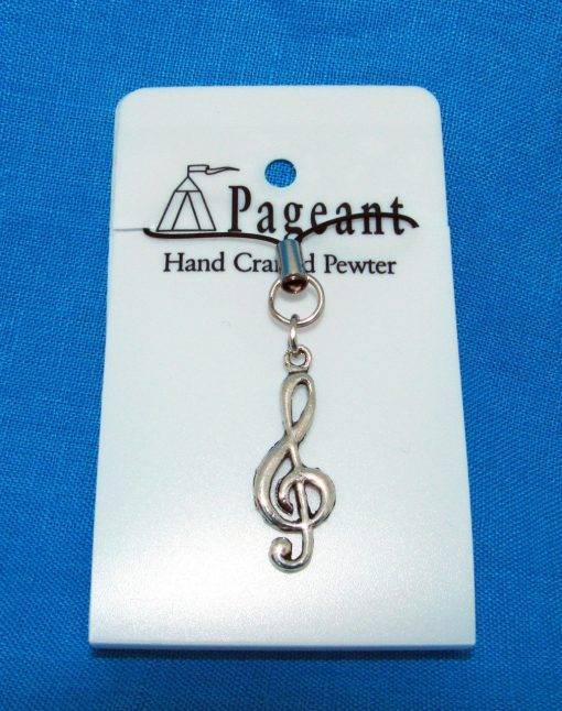 Treble Clef Phone Charm - high quality pewter gifts from Pageant Pewter