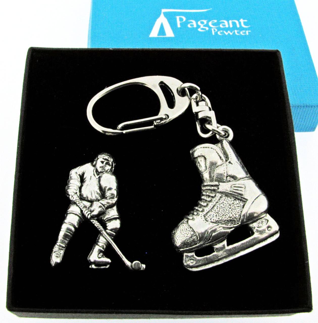 Ice Hockey Keyring Gift Set - high quality pewter gifts from Pageant Pewter