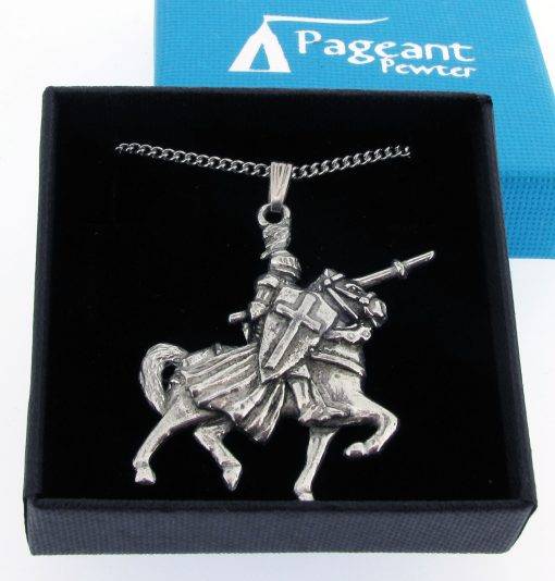 Knight Mounted Pendant - high quality pewter gifts from Pageant Pewter